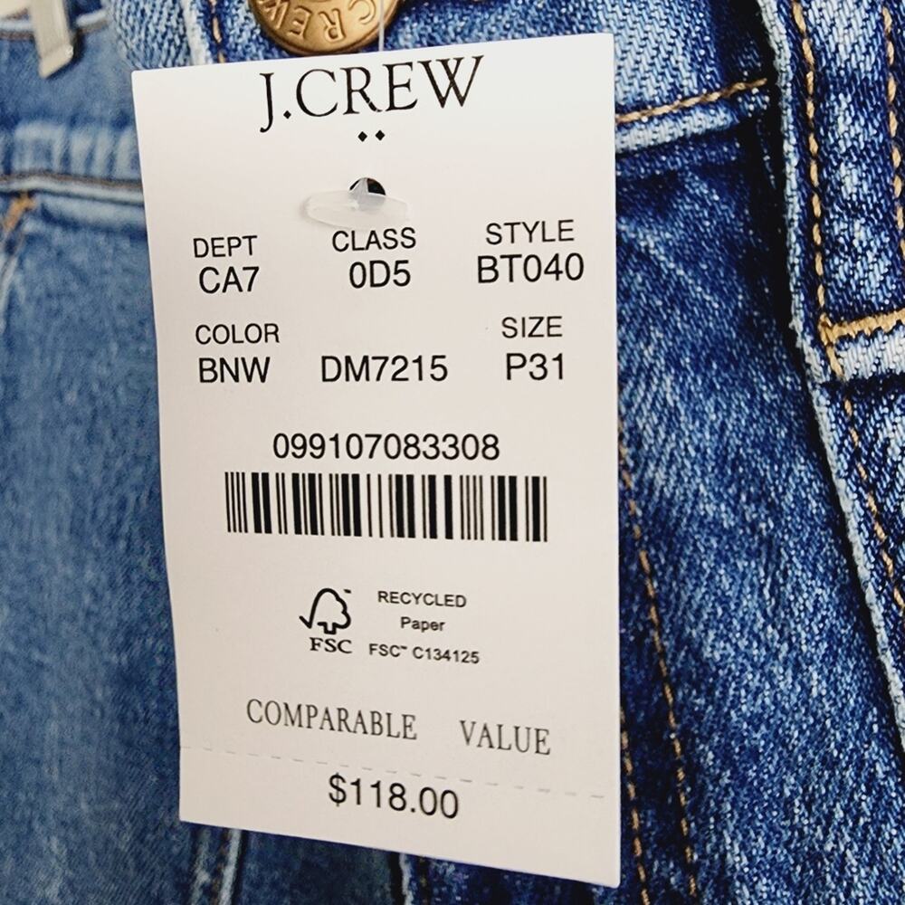 NWT J. Crew High-Rise Cropped Patch Pocket Utility Jeans 31P Dark Wash Stretch - Picture 6 of 11